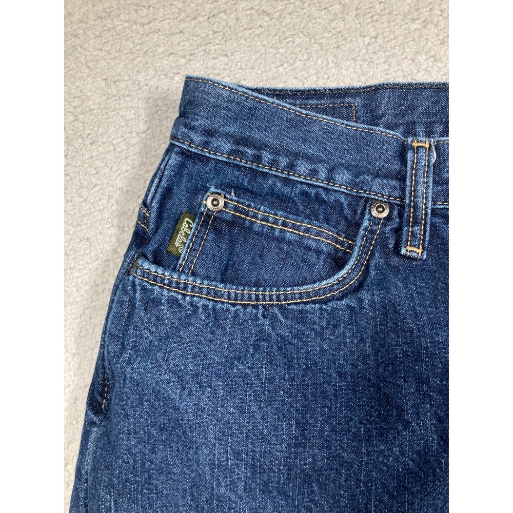 Cabela's Casuals Flannel Lined Jeans Women 14 Long Blue Denim Plaid Insulated - Picture 3 of 16